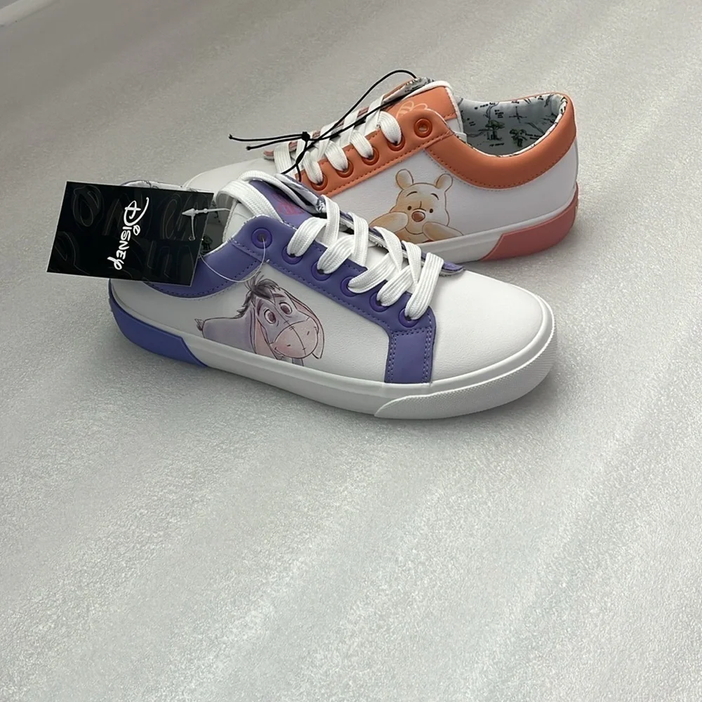 🆕 Disney Women's Winnie the Pooh and Eeyore Low-Top Court Sneakers Size 6
